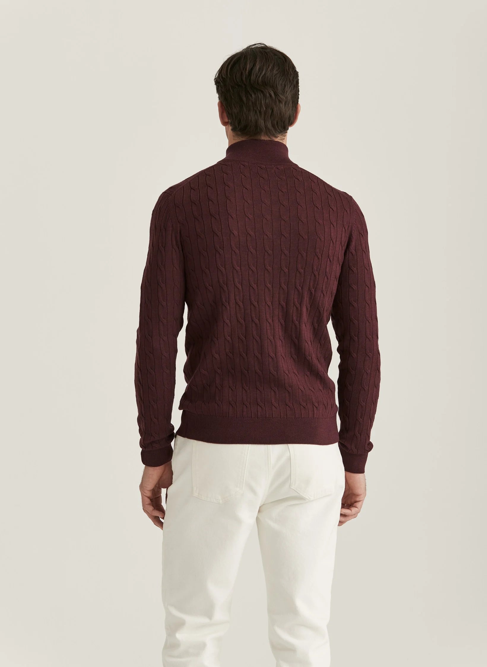 Merino Cable John Zip, Wine Red
