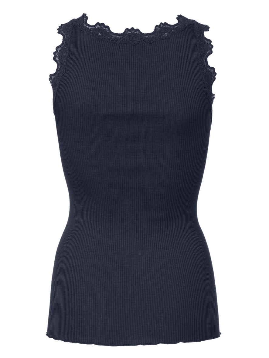 Silk Top w/lace (navy)