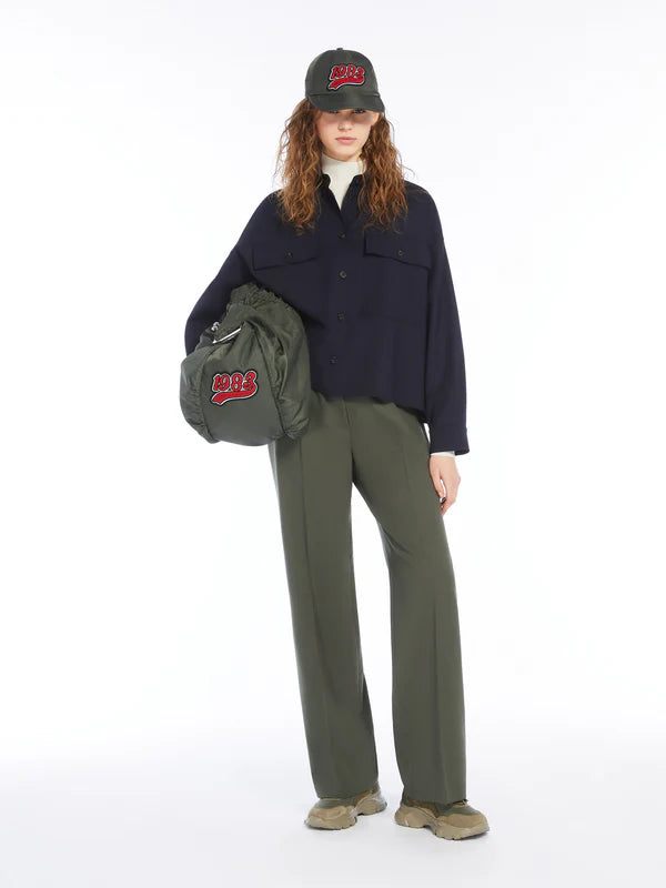PETRA WOOL GABARDINE TROUSERS, GREEN