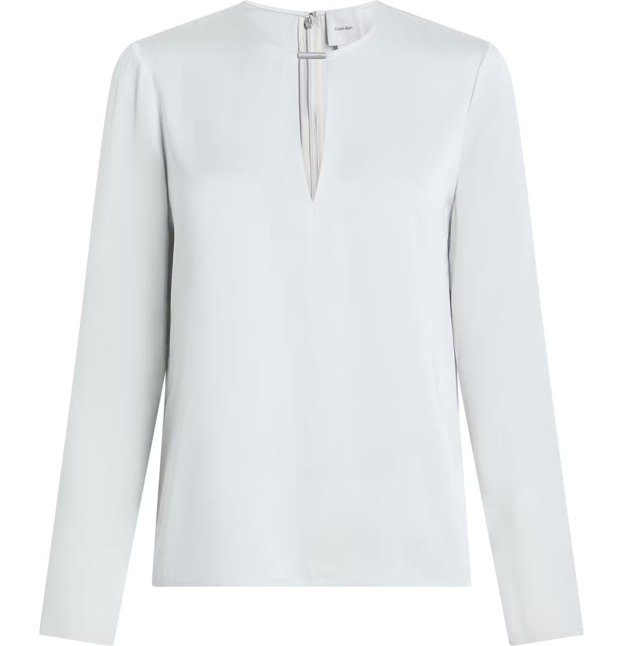 Drapey Satin LS Blouse, Chalk