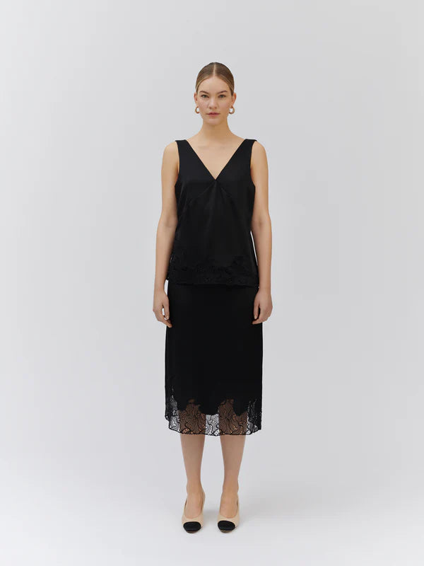 Skirt w/ Lace detail, Black