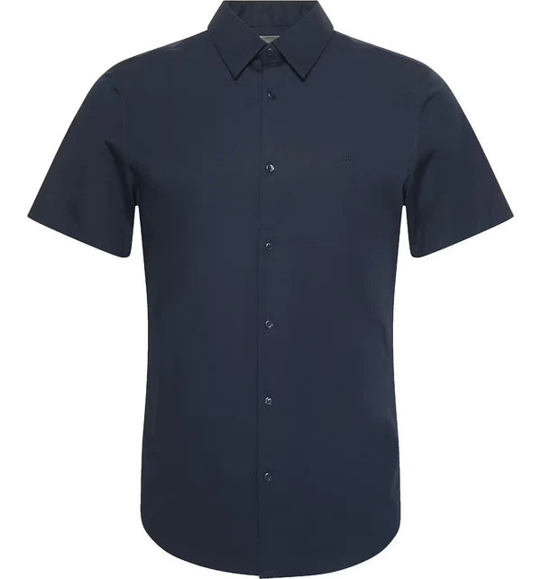 SS SOLID STRETCH SLIM SHIRT, DARK SAPPHIRE