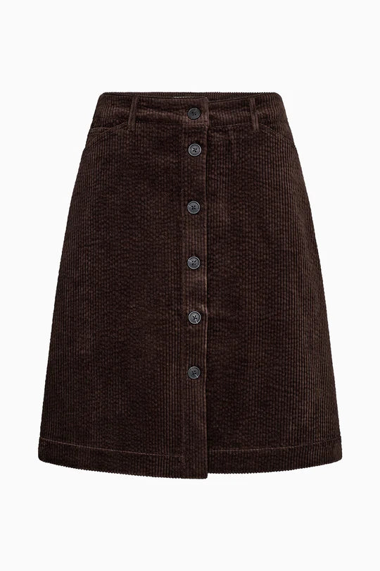 GILLY CORDUROY SKIRT, BLACK COFFEE