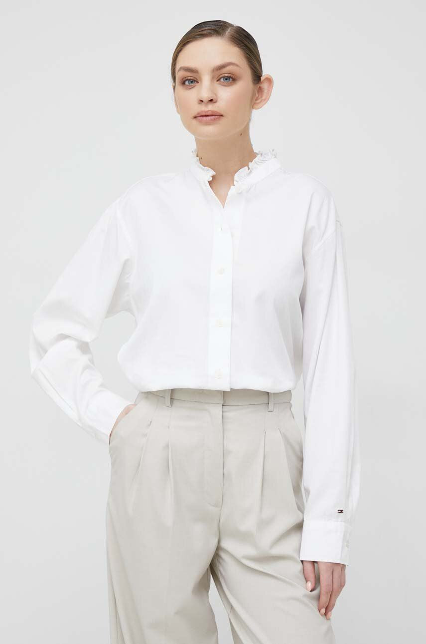 CO 2-tone frill oversized shirt, ecru