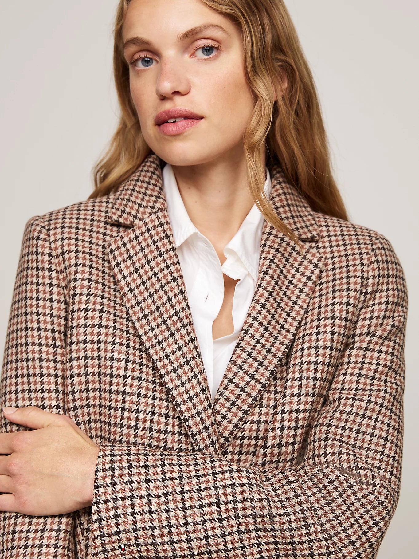 Wool Blend Classic Coat, Casual Woven Check
