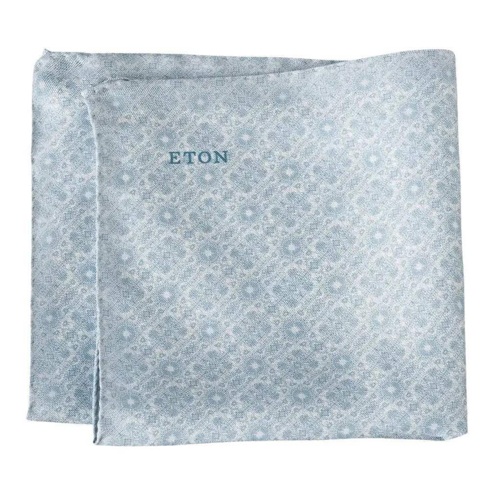 GEOMETRIC SILK POCKET SQUARE, LIGHT BLUE