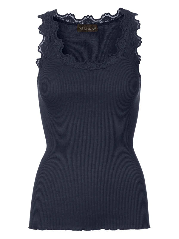 BABETTE SILK TOP, NAVY