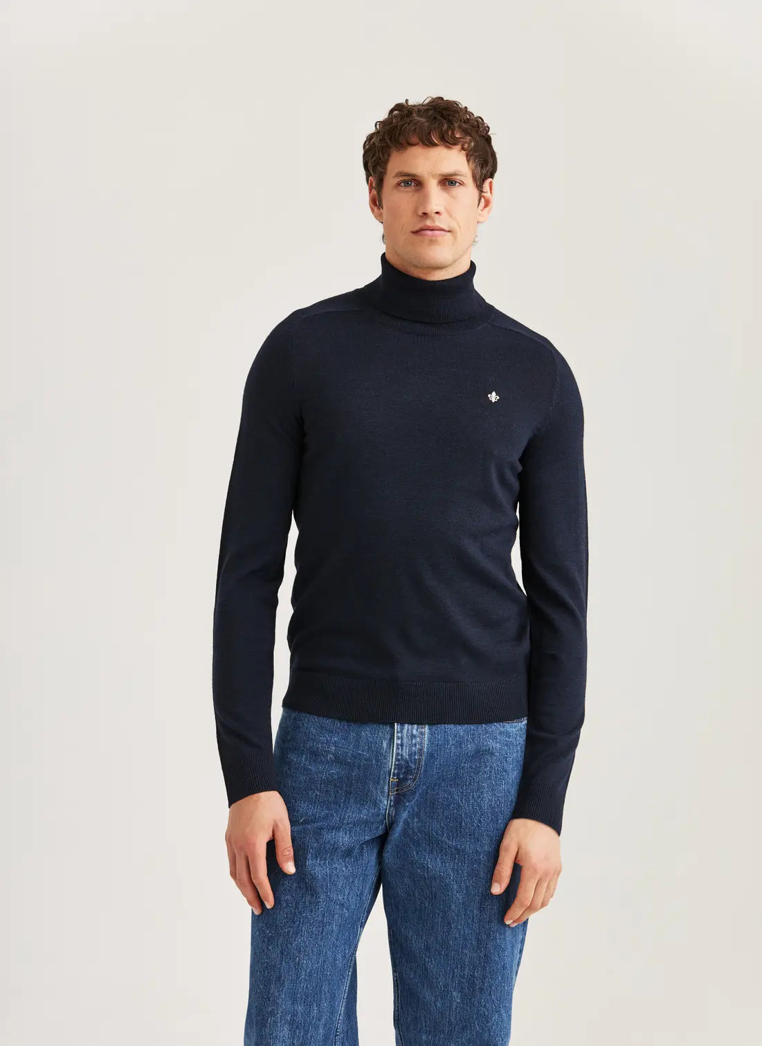 MERINO ROLLER NECK, NAVY