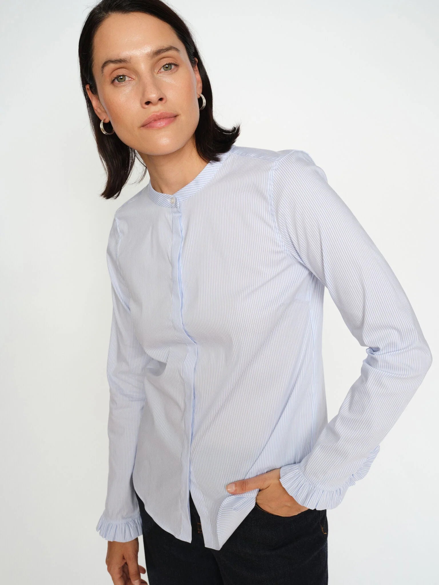 MATTIE STRIPE SHIRT, LIGHT BLUE