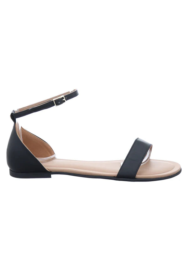 JO FLAT SANDAL N, BLACK