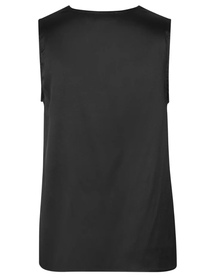 JADE SILK LACE TOP, BLACK