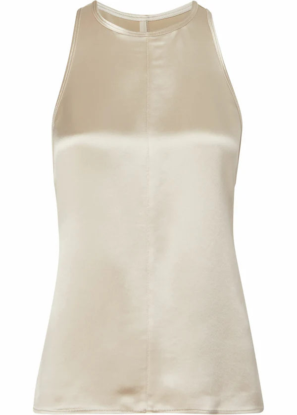 NAIA ACETATE RACER NECK TOP, WHITE CLAY