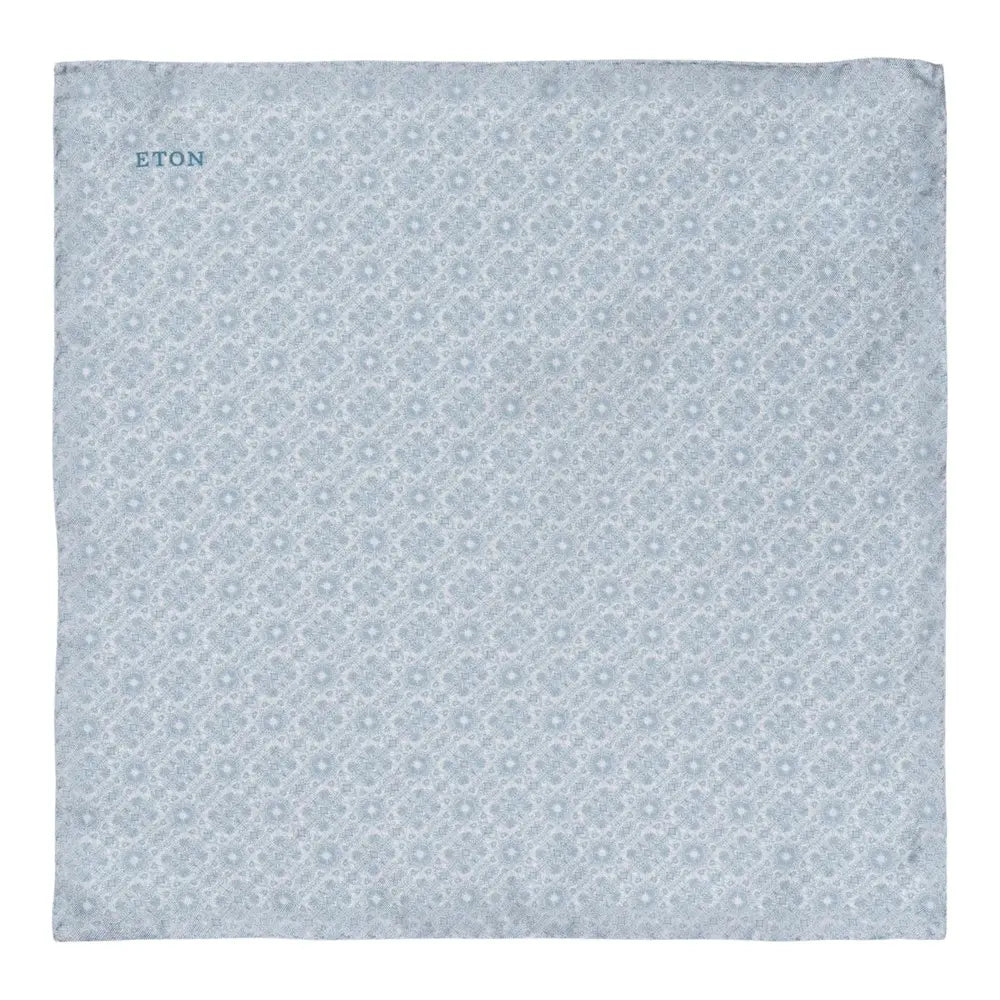 GEOMETRIC SILK POCKET SQUARE, LIGHT BLUE