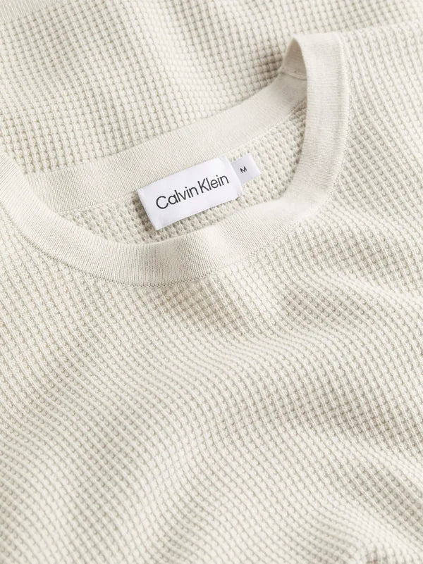 WAFFLE STRUCTURE SWEATER, STONEY BEIGE
