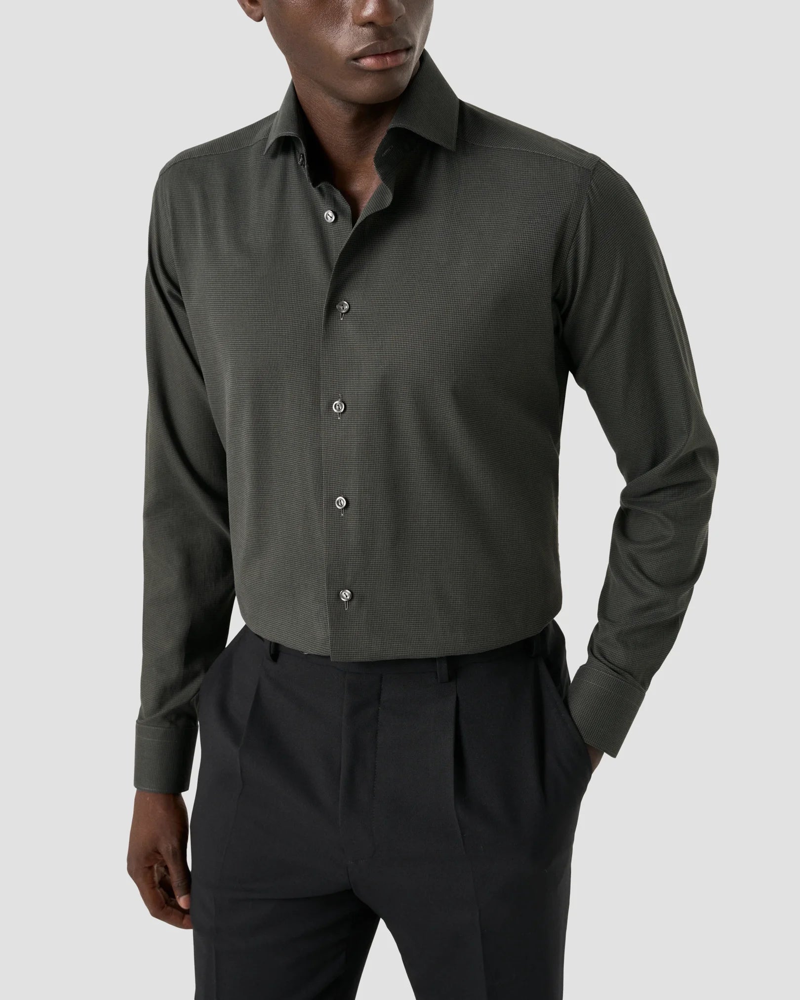 Micro Check Signature Flannel, Contemp, Dark Green