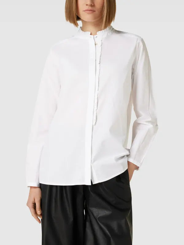 Cotton blouse with ruffels organic, white