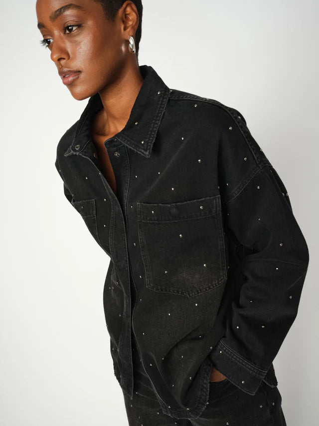 MMEmme Studs Shirt, Dark Grey Denim