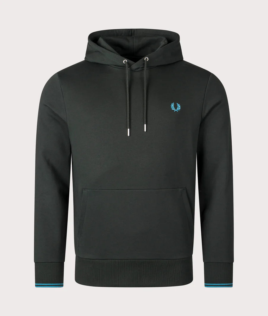 Tipped Hooded Sweatshirt, Night Green