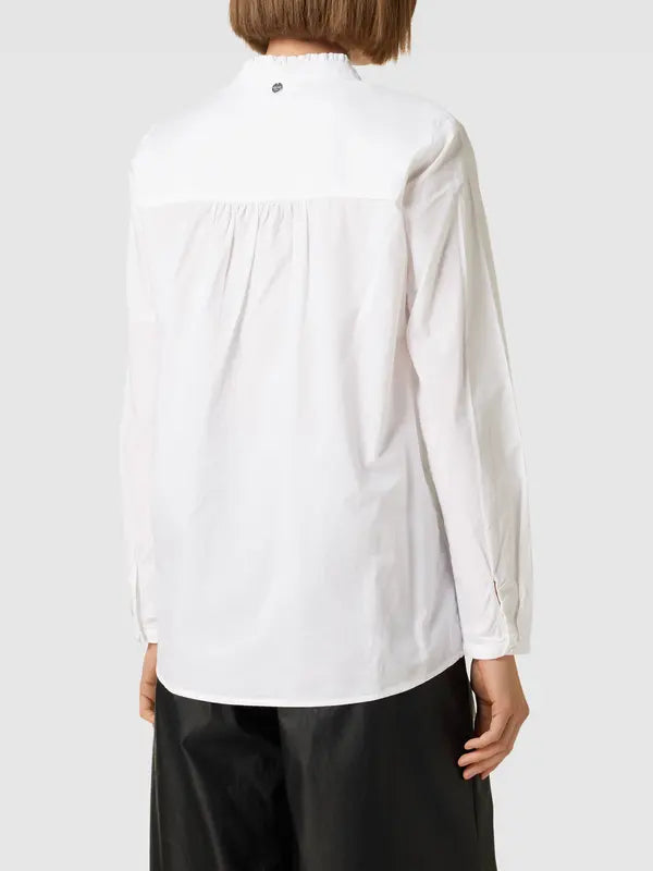 Cotton blouse with ruffels organic, white