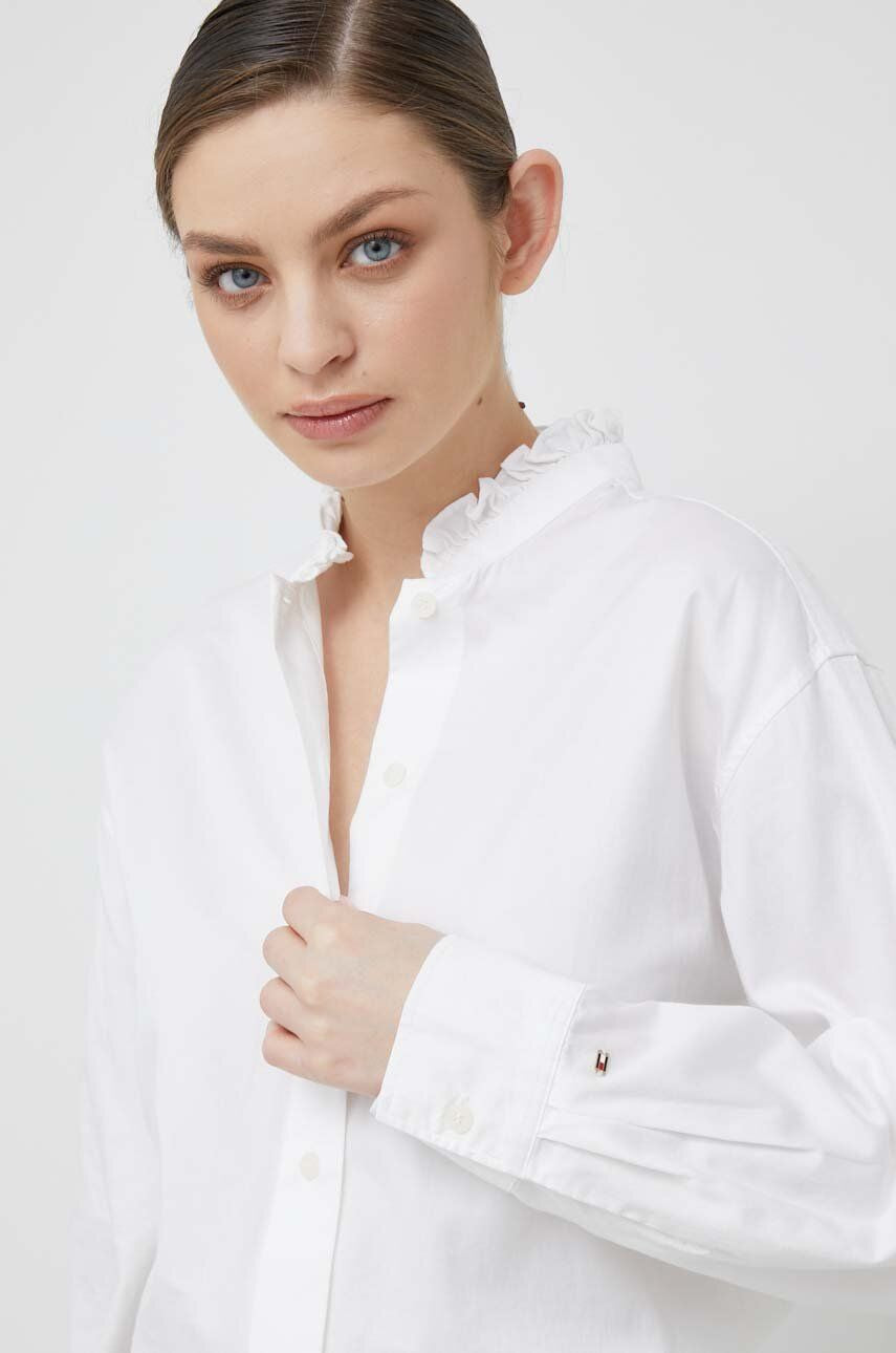 CO 2-tone frill oversized shirt, ecru