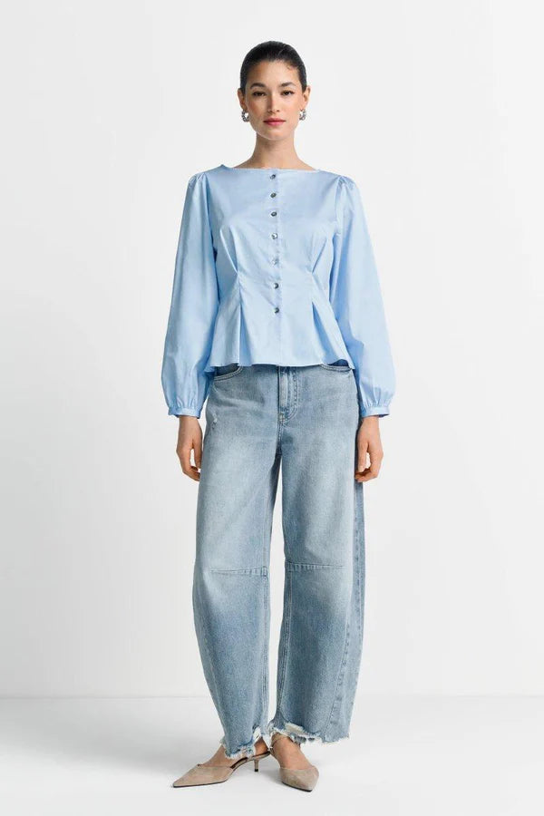 FITTED SHIRT W/BUTTONS, SKYWAY BLUE