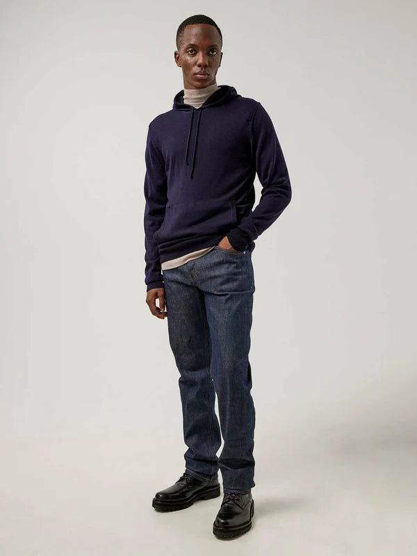 LAURIE MERINO HOODIE, NAVY