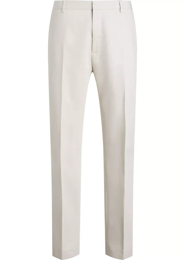 COTTON LINEN STRAIGHT PANTS, STONEY BEIGE