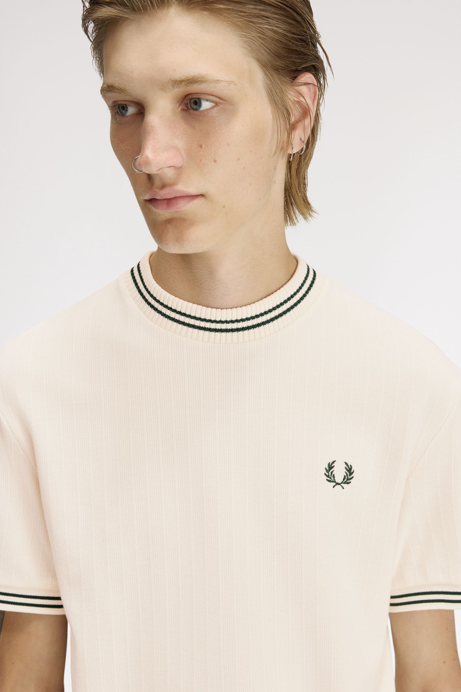 RIBBED JERSEY T-SHIRT, ECRU