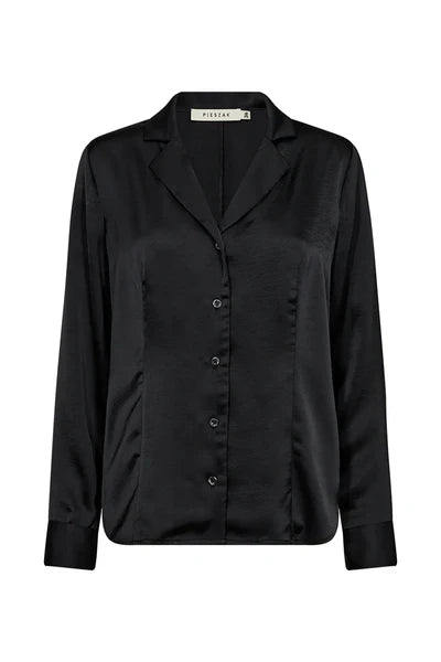 IRIS SATIN SHIRT, BLACK