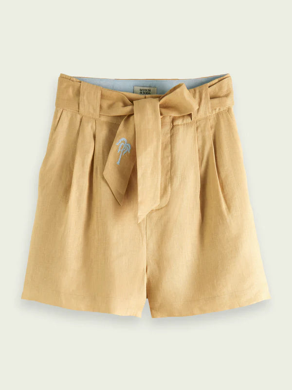 HIGH-RISE LINEN SHORTS, DESERT
