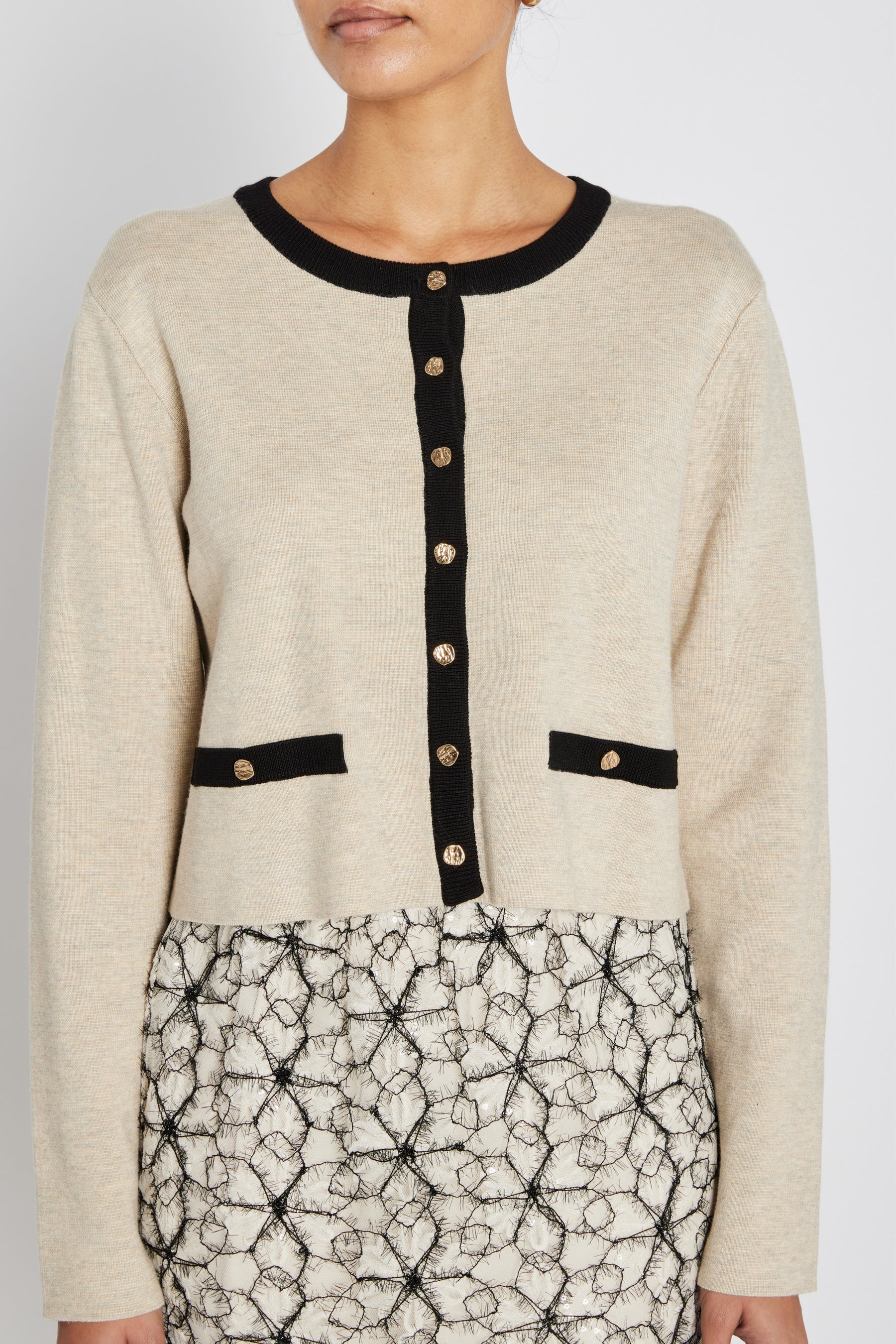 ANEMONE FREIAS KNIT CARDIGAN, SAND MELANGE