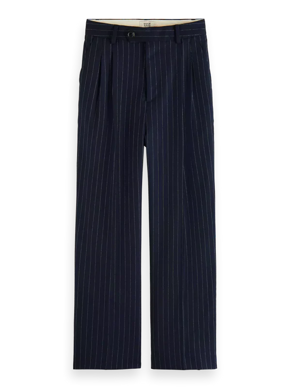 FRONT PLEAT PINSTRIPE BOYFRIEND PANTS, NIGHT PINSTRIPE