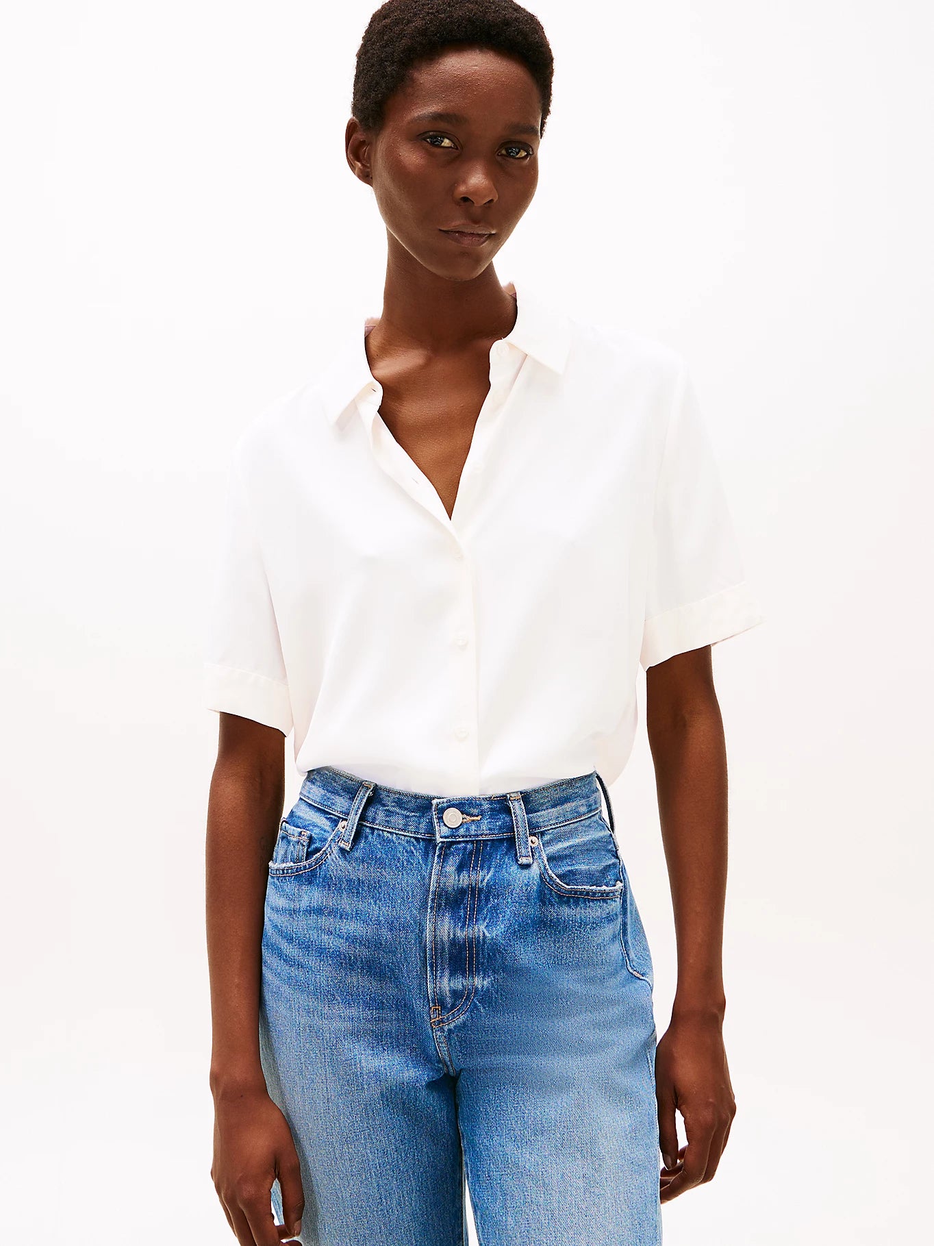 Soft Viscose S/S Shirt, Ivory Petal
