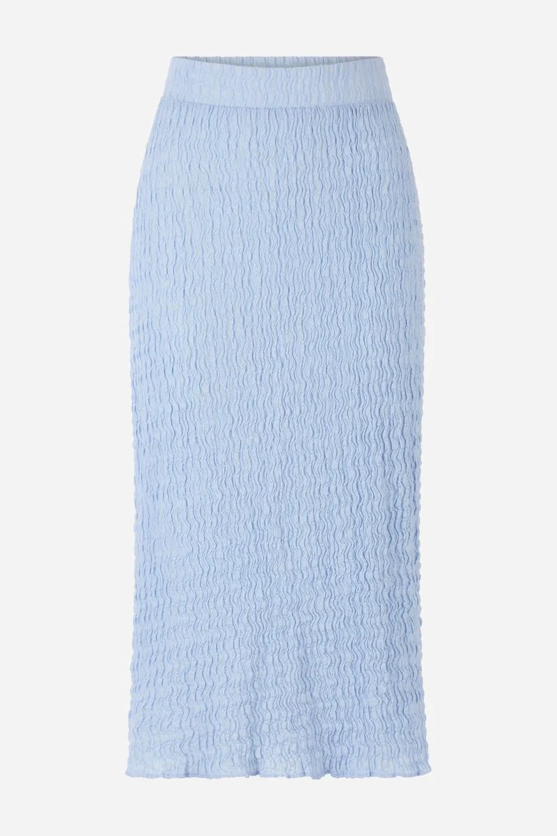 Crinkled Pencil Skirt, Cotton Blue