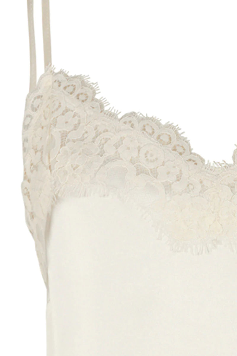 Silk strap top, ivory