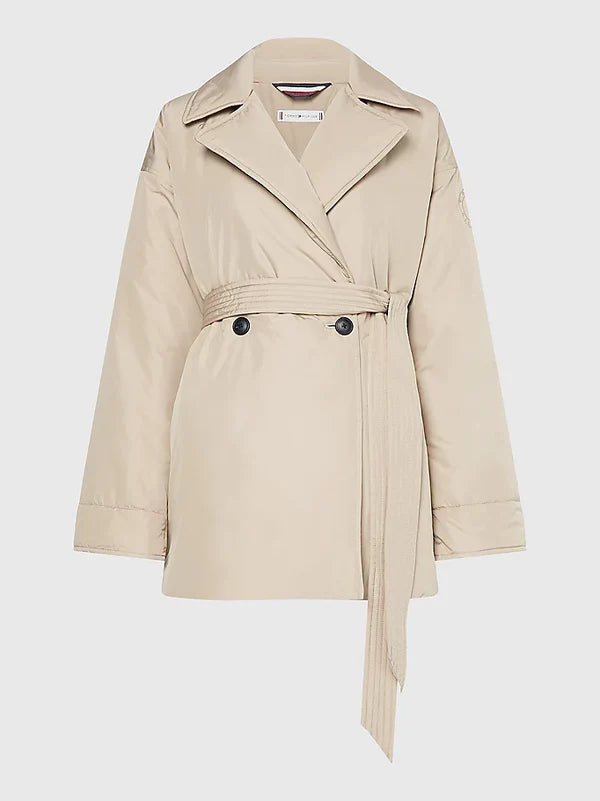CLEAN PADDED PEA COAT, BEIGE
