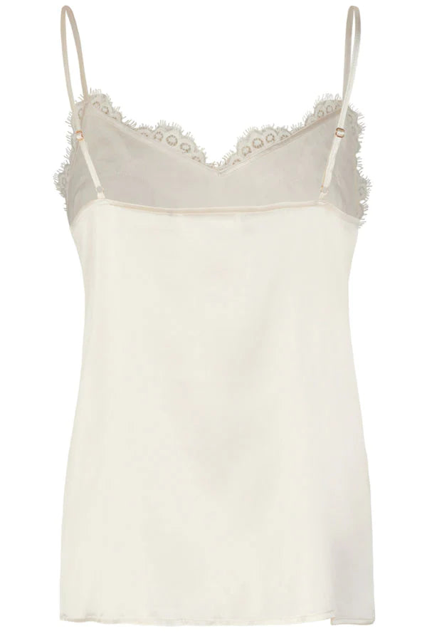 Silk strap top, ivory