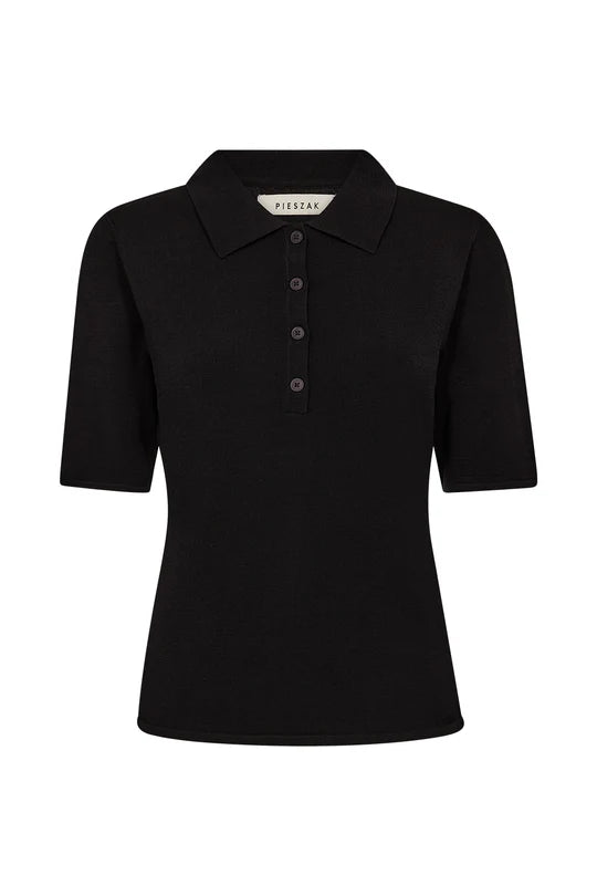 Vigga SS Polo Knit, Black
