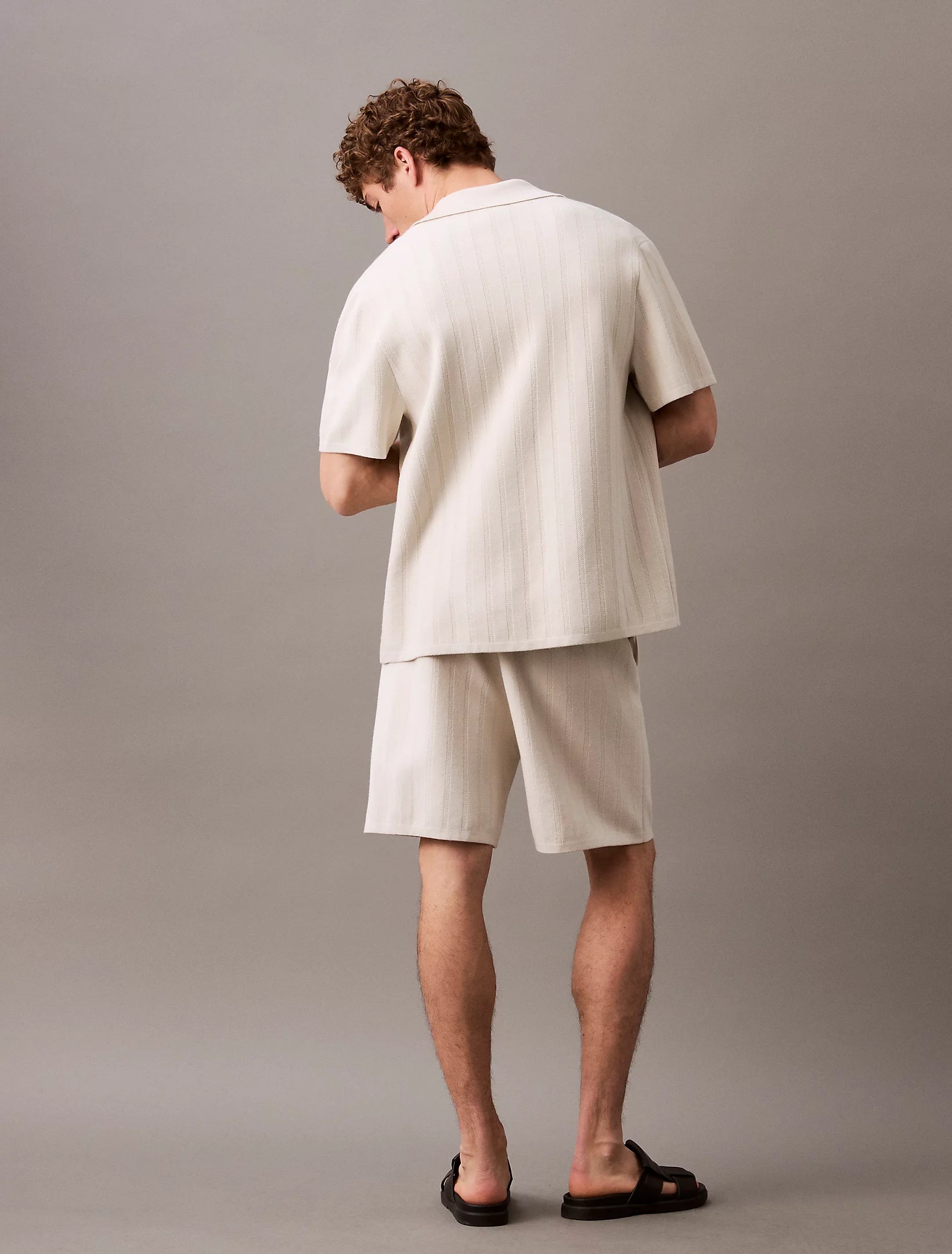 Jacquard Mesh Pull On SWT Short, Silver Birch