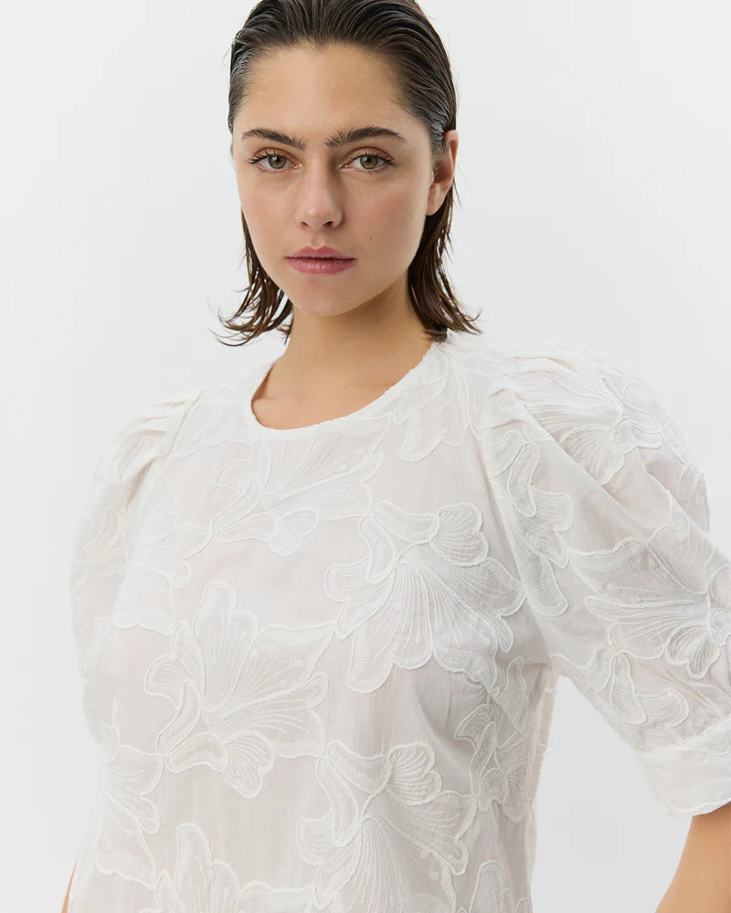 AHLIA PUFF SLEEVE BLOUSE, WHITE