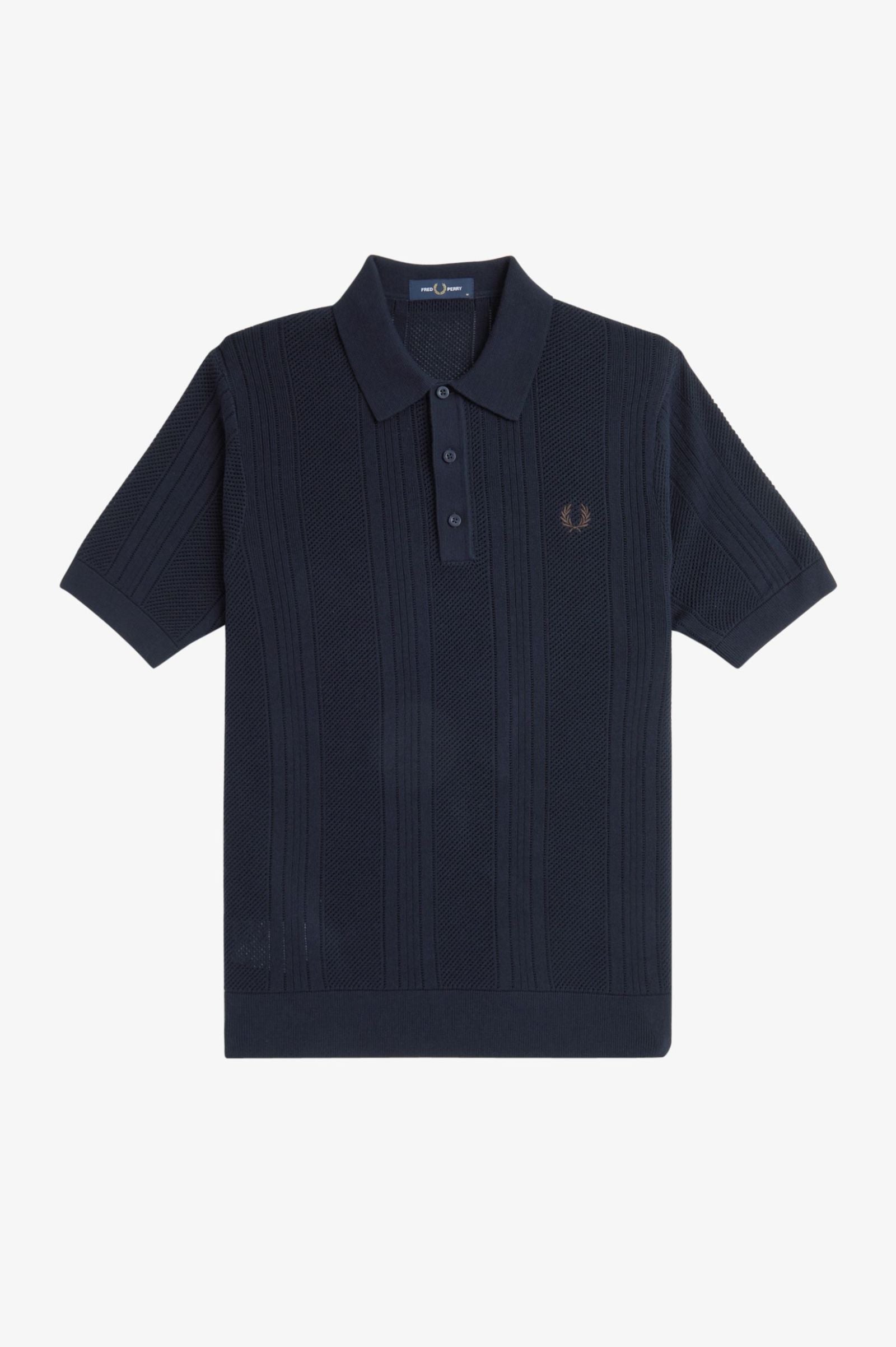Pointelle Panel Knit shirt, navy