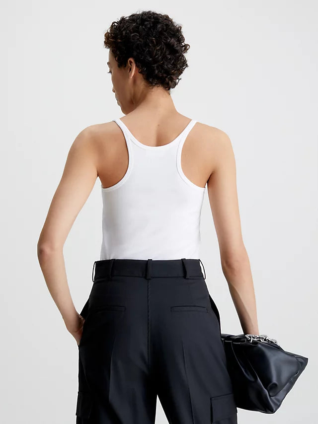 Smooth cotton stretch cami top, bright white