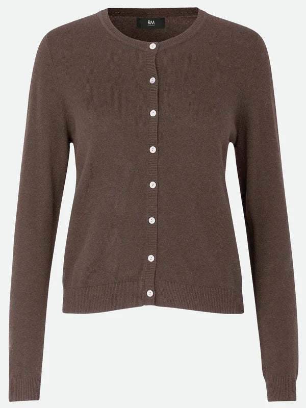 SOFIA WOOL SHORT CARDIGAN, BROWN GREY MELANGE