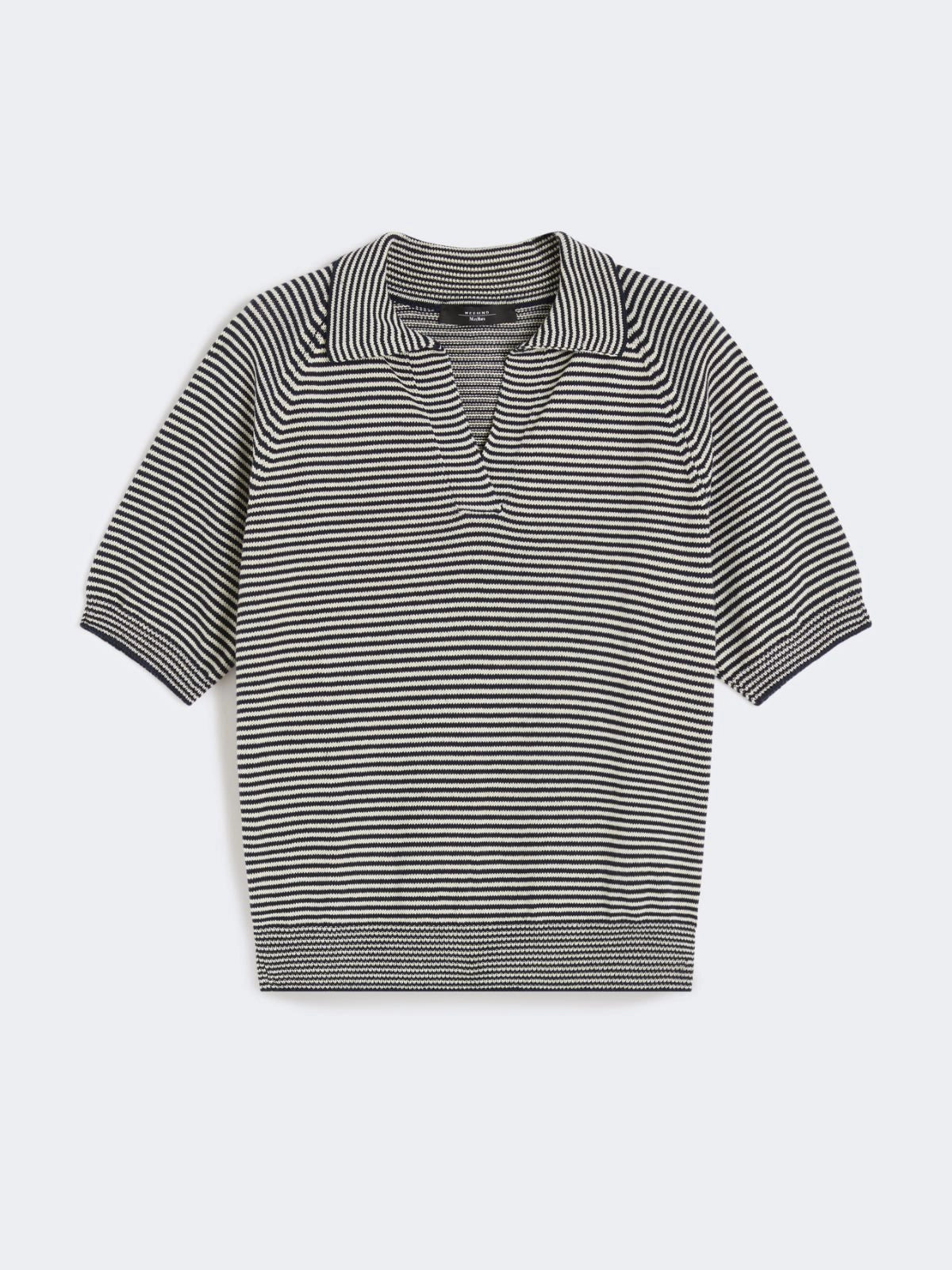 JUNIOR KNIT POLO, BLUE STRIPED