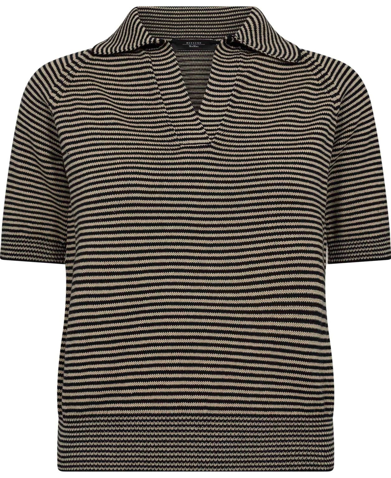 JUNIOR KNIT POLO, BEIGE STRIPED