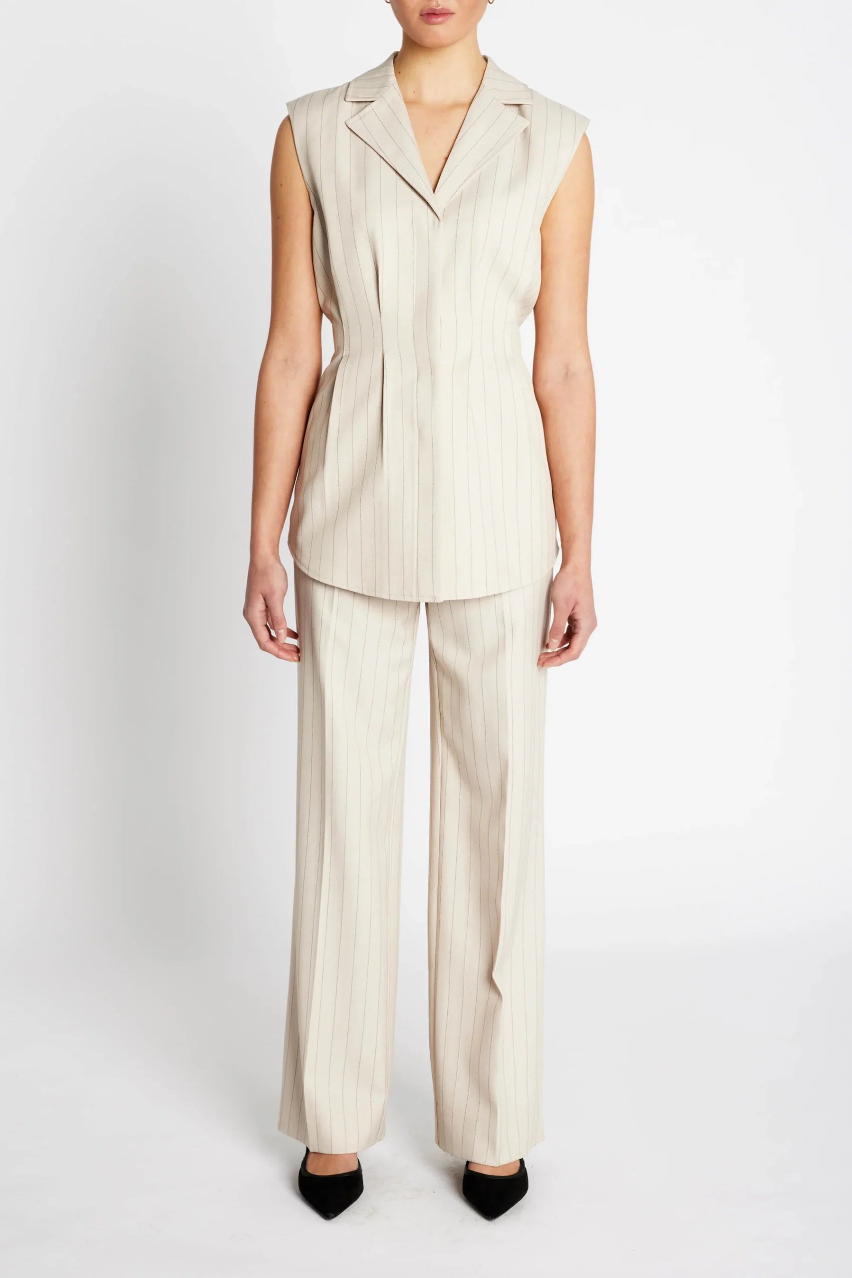 ApricotBBEleza Pants, Light Grey Stripes