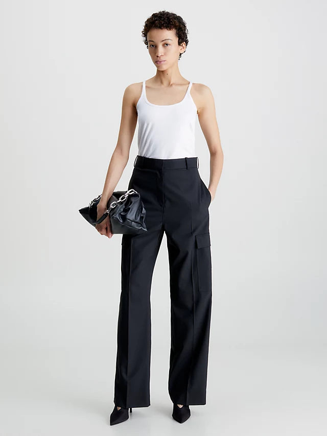 Smooth cotton stretch cami top, bright white