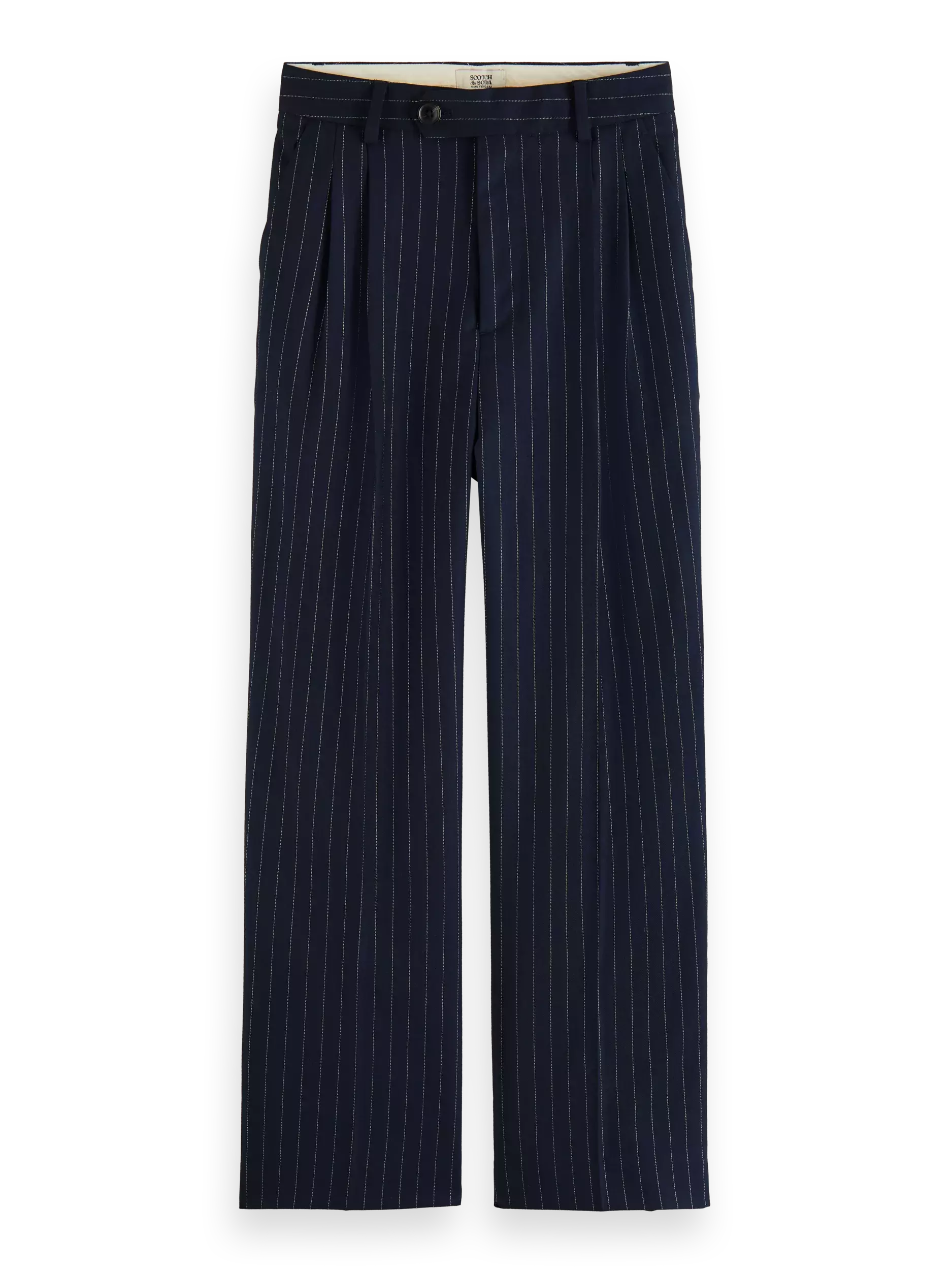 Front Pleat Pinstripe Boyfriend Pant (night)