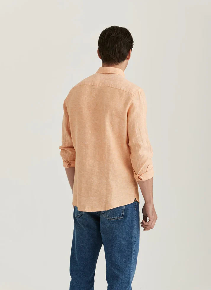 DOUGLAS LINEN SHIRT, CLASSIC, ORANGE