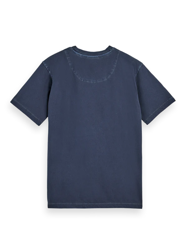 GARMENT DYED LOGO CREW NECK T-SHIRT, BLUE